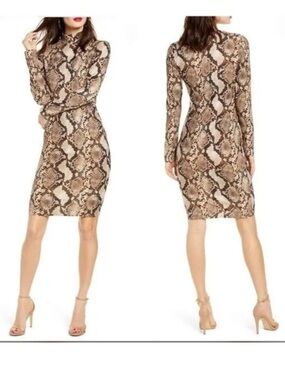 Leith Nordstrom Snake Print Midi Dress